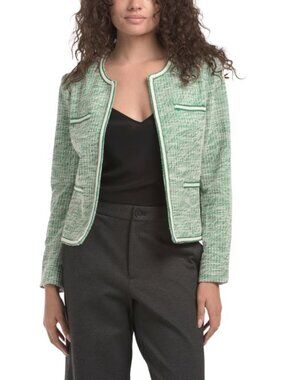 NANETTE BY NANETTE LEPORE Stretch Boucle Knit Jacket With Braided Trim